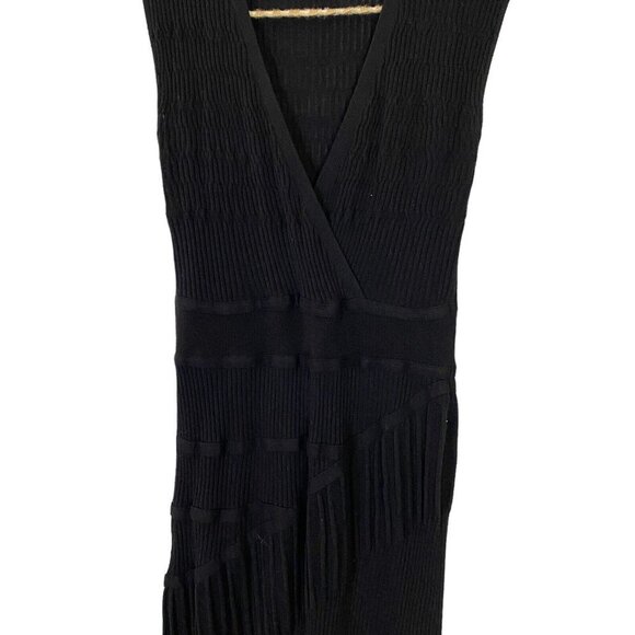 Anthropologie Sparrow Marilyn Black Knit Pullover Textured Midi Dress Xsmall - Picture 4 of 5